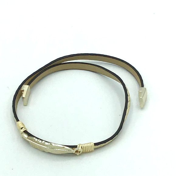 Cream & Gold Wrap Faux Leather Bracelet - Picture 3 of 3
